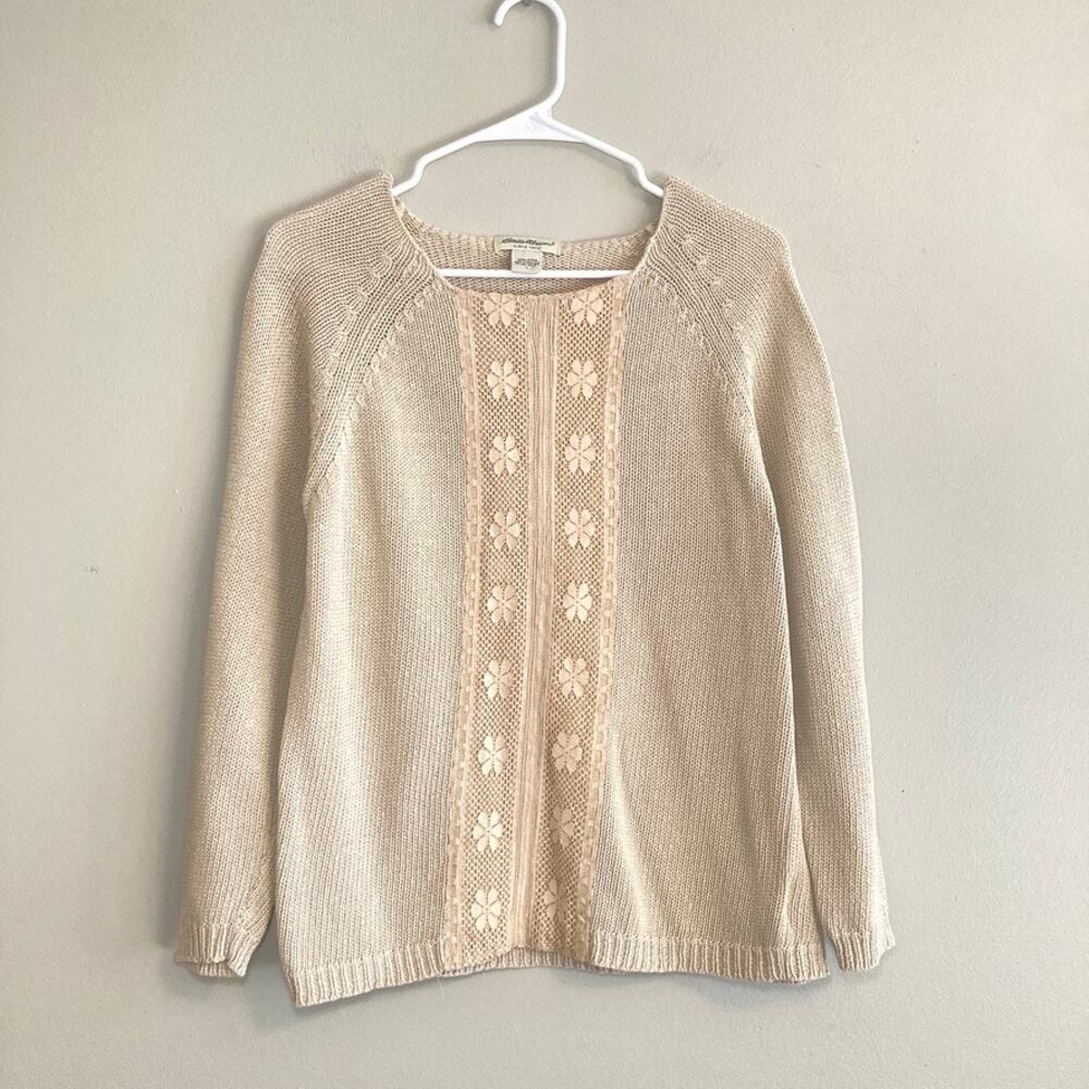 Eddie Bauer Beige Knit Sweater - Scoop Neck
